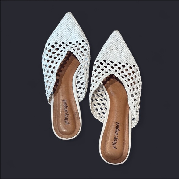 Jeffrey Campbell Shoes - Jeffrey Cambell white woven mules size 10
